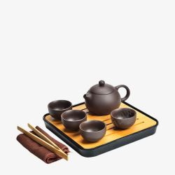 实木茶具紫砂旅行茶具套装高清图片