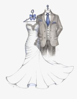 素描婚纱婚礼服高清图片