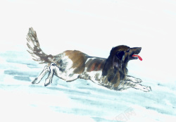 水墨狗奔跑的水墨狗高清图片