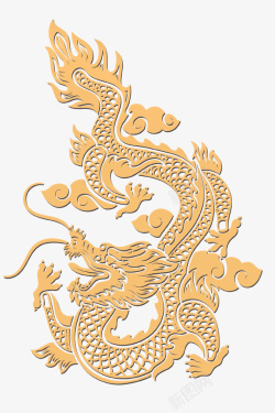 龙的形象字金色大龙浮雕插画高清图片