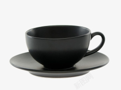 黑色百花瓷杯黑色咖啡杯高清图片