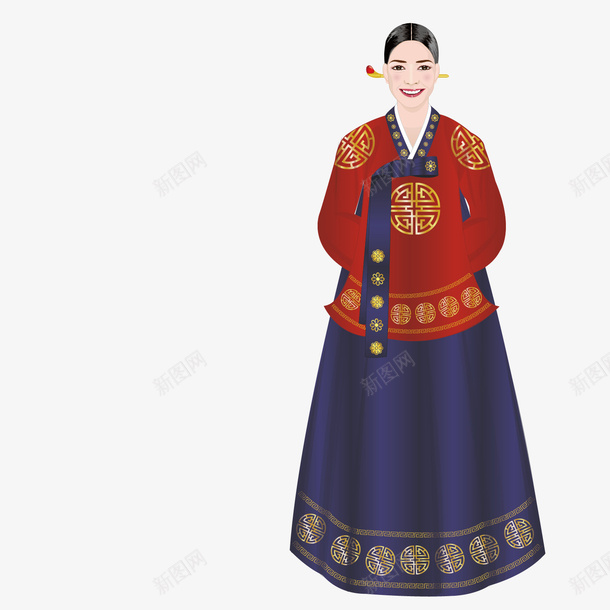 穿韩国传统服饰的美女矢量图eps免抠素材_新图网 https://ixintu.com 传统服饰 韩国 韩国传统 矢量图