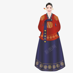穿韩国传统服饰的美女矢量图素材