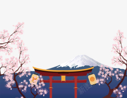 美丽的建筑日本建筑樱花装饰高清图片