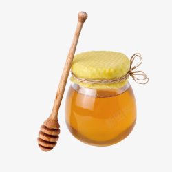蘸蜂蜜的木棒蜂蜜罐锤子高清图片