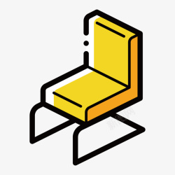 扁平座椅黄色手绘座椅元素矢量图高清图片