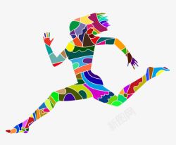 彩绘跑步的女人素材