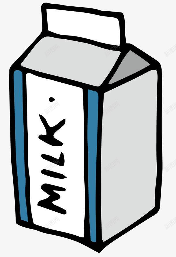 卡通牛奶瓶png免抠素材_新图网 https://ixintu.com 卡通图案 牛奶瓶 白色瓶身 蓝色的装饰 食品 饮料
