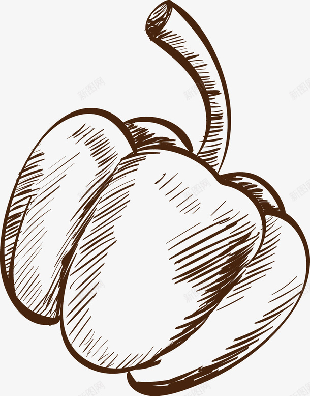 一棵青椒png免抠素材_新图网 https://ixintu.com 卡通 手绘 白色 简笔 素描 蔬菜 青椒 黑色