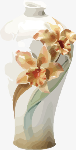 手绘工艺品创意水彩花瓶矢量图高清图片