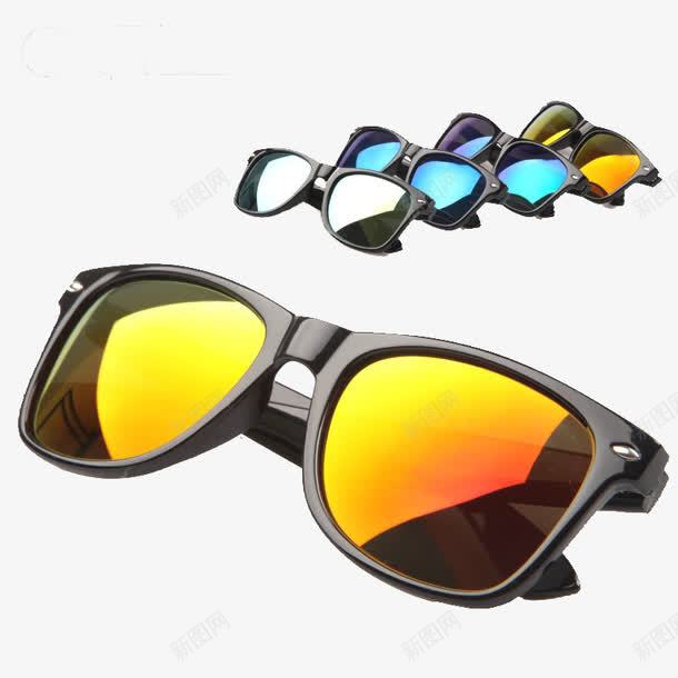 时尚太阳眼镜png免抠素材_新图网 https://ixintu.com 产品实物 反光眼镜 墨镜 方形镜片 黑框