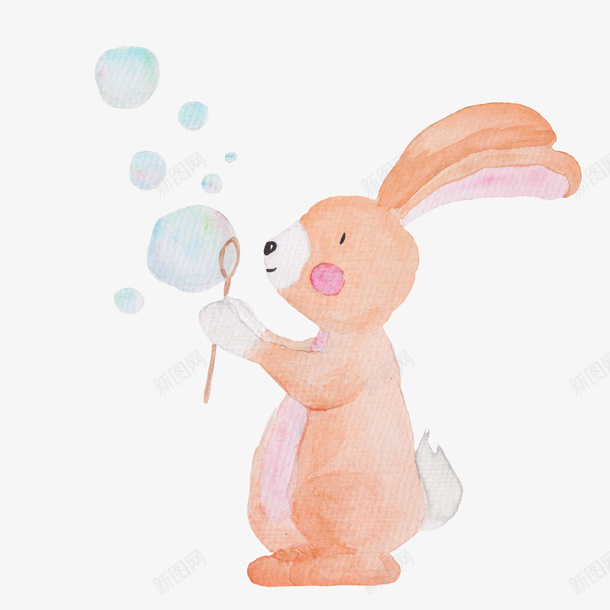 手绘兔子png免抠素材_新图网 https://ixintu.com PNG图 PNG图下载 兔子 兔子简笔画 再见气泡 创意卡通 动物插图 卡通插图 可爱动物 吹泡泡 手绘 插图