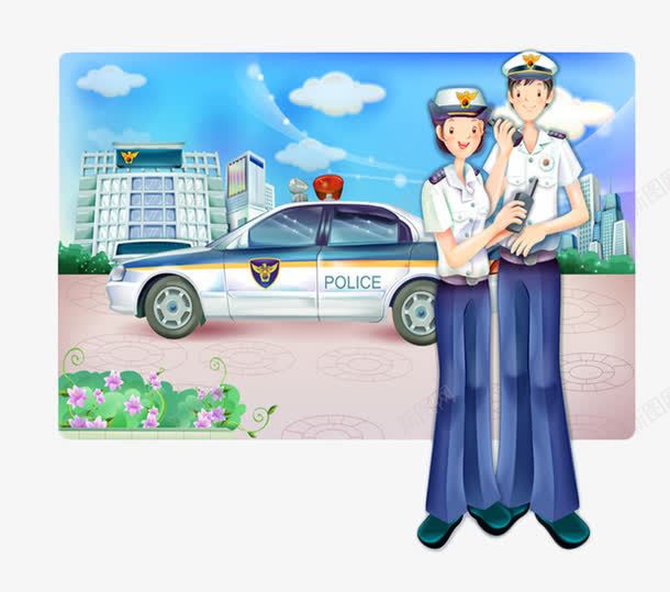 派出所png免抠素材_新图网 https://ixintu.com 公安局 卡通 派出所 警察 警察局 警车