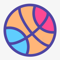 彩色手绘圆弧篮球元素矢量图素材