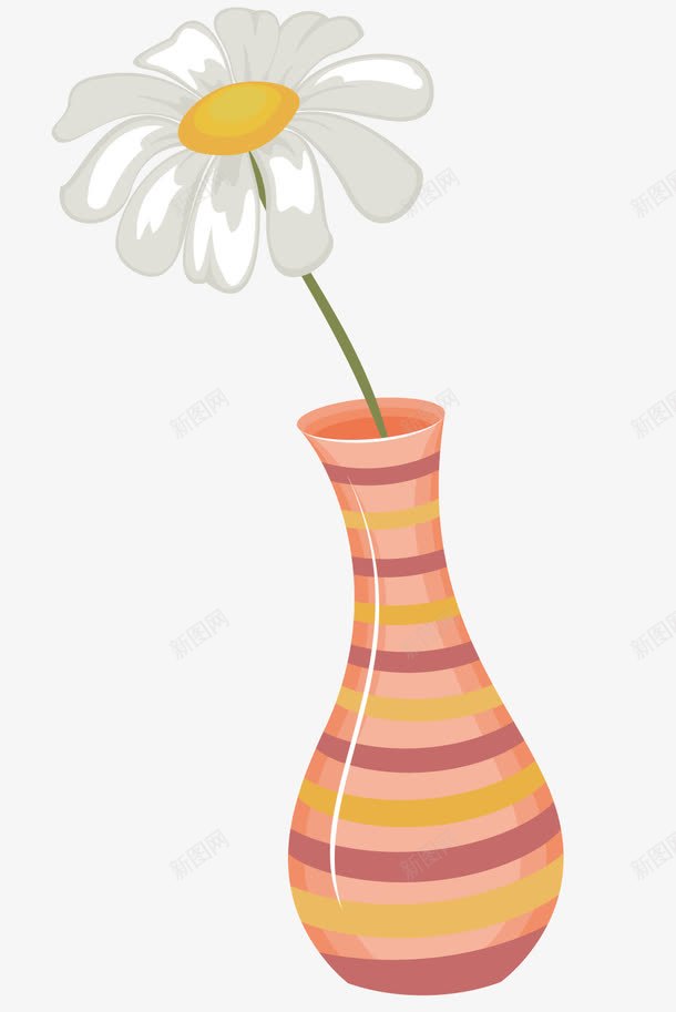 一个花瓶png免抠素材_新图网 https://ixintu.com 一只花 一朵花 卡通 瓶子 白色的花 花瓶