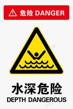 水深危险警示牌水深危险高清图片