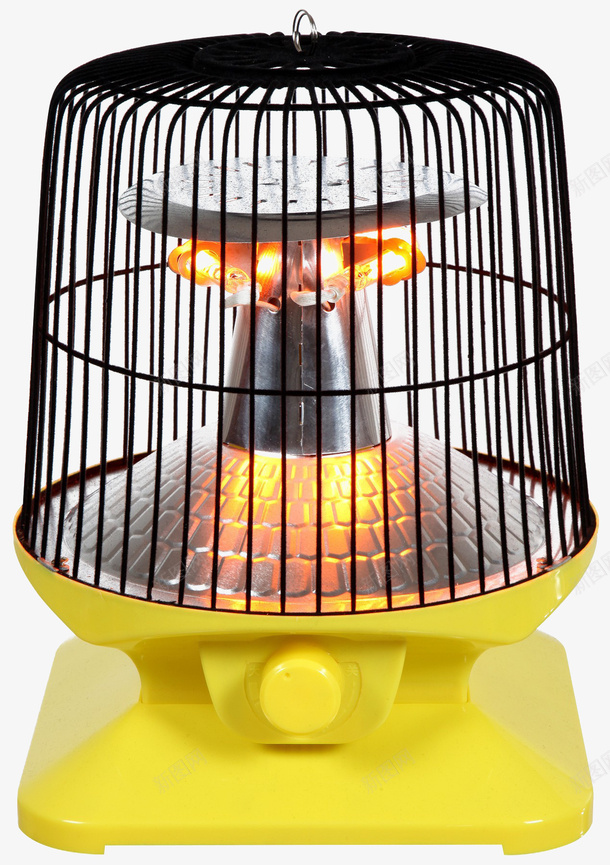 黄色底盘简易式电暖炉png免抠素材_新图网 https://ixintu.com 发热 暖和 炉子 电器 电暖炉 笼子 金属框架 黄色底盘