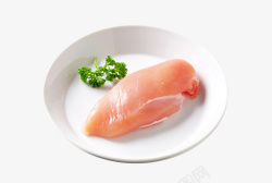 一块肉实物一块鸡胸肉放在盘子里高清图片