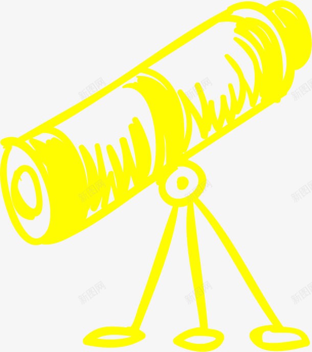 黄色望远镜装饰图案png免抠素材_新图网 https://ixintu.com 儿童 免抠PNG 天文学 天文望远镜 学习 学校 彩色画 教育 海报装饰 蜡笔