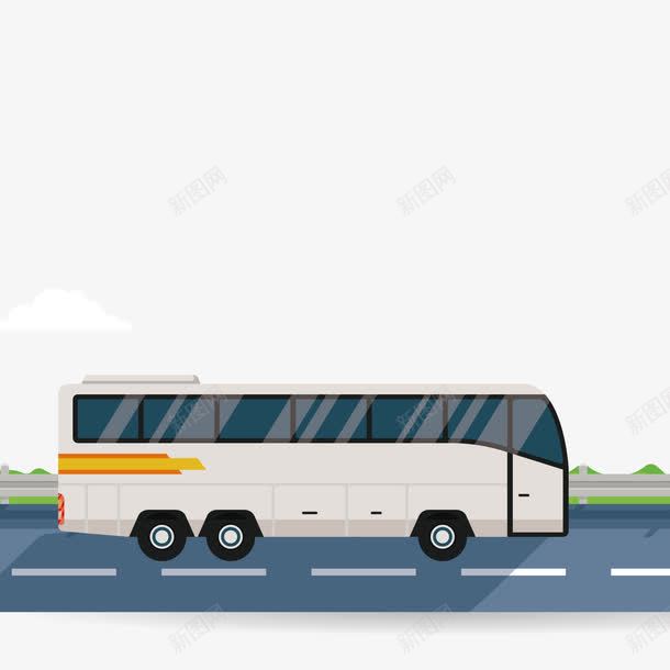 汽车巴士png免抠素材_新图网 https://ixintu.com 扁平 旅途 观光巴士 道路