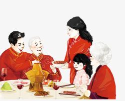 吃火锅卡通一家人高清图片