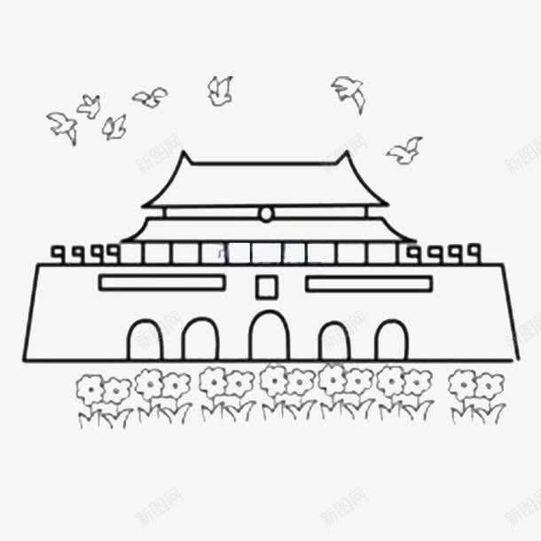 天安门剪画png免抠素材_新图网 https://ixintu.com 古城门 古建筑 古色古香 大气的 天安门 宽广的 气派