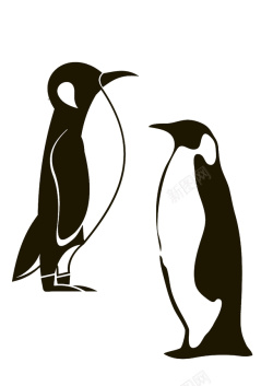 卡通企鹅形象画卡通黑白企鹅一对元素高清图片