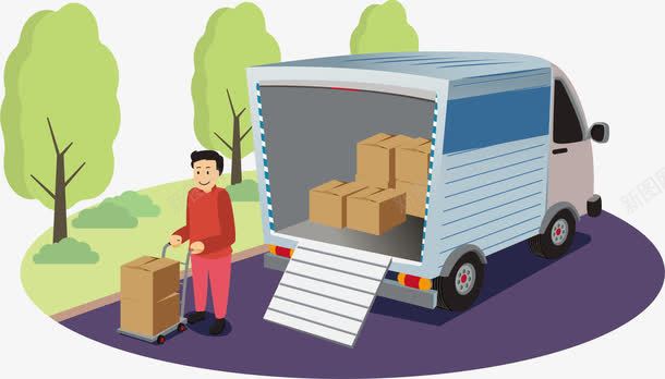 搬运货物png免抠素材_新图网 https://ixintu.com 卸货 快递公司 装载货物 货运公司
