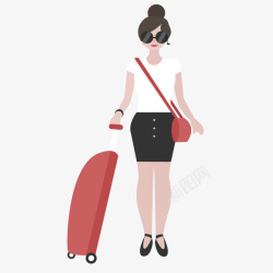 人物外出拉行李箱的美女旅行人物高清图片