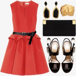 红色连衣裙和高跟鞋素材