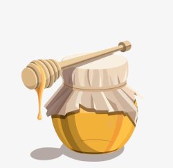 搅拌蜂蜜的木棒手绘蜂蜜罐高清图片