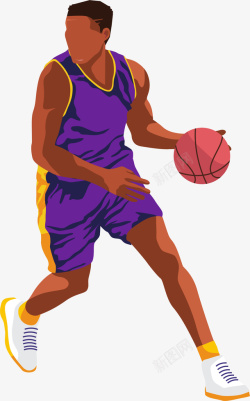 玩篮球的男人激情打篮球的男人插画高清图片