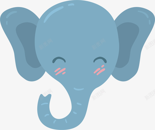 蓝色大耳朵大象png免抠素材_新图网 https://ixintu.com 动物 可爱 大耳朵 大象 蓝色 长鼻子