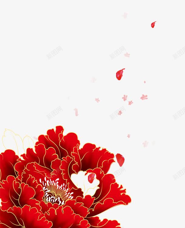 红色花朵png免抠素材_新图网 https://ixintu.com 中国红 喜庆 大红花 花 花朵 装饰图案