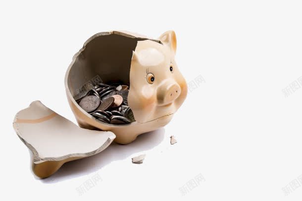 破碎的存钱罐png免抠素材_新图网 https://ixintu.com 小猪存钱罐 破碎 硬币 陶瓷