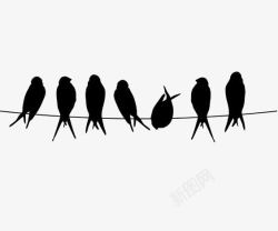电线上的小鸟卡通小鸟高清图片