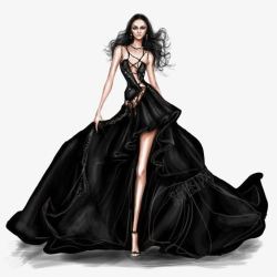 黑色晚礼服时尚女模特高清图片