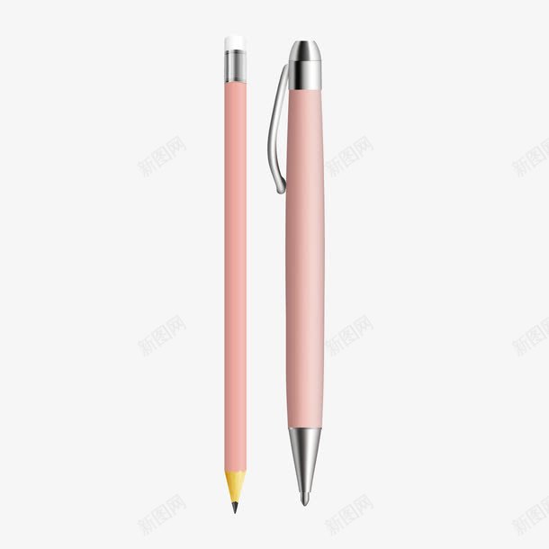 粉红铅笔签字笔圆珠笔png免抠素材_新图网 https://ixintu.com 圆珠笔 签字笔 粉红 铅笔