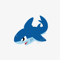 卡通深蓝色的鲨鱼矢量图素材