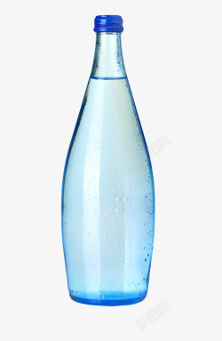 蓝色盆口透明解渴蓝色窄口塑料瓶饮用水实高清图片