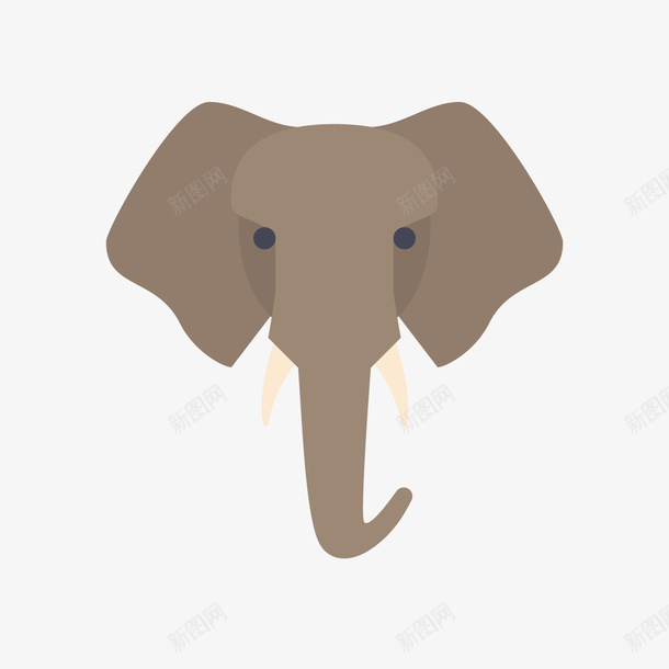 大象标签矢量图ai免抠素材_新图网 https://ixintu.com 动物 动物园 大象 标签 耳朵 象牙 黑色眼睛 鼻子 矢量图