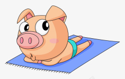 可热小猪趴在地毯上的小猪高清图片