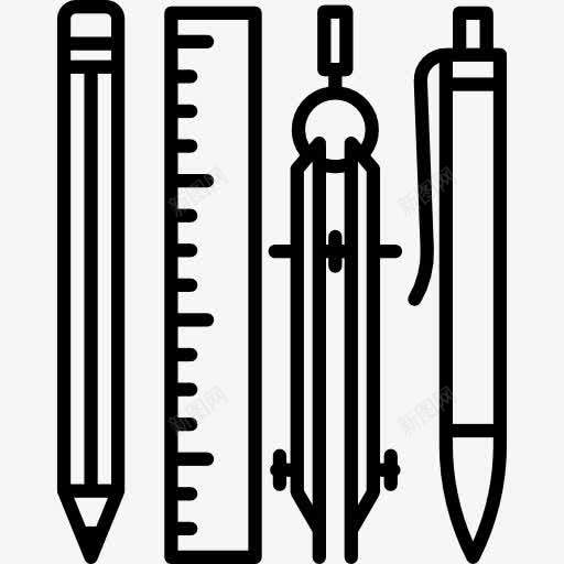 平面师的工具图标png_新图网 https://ixintu.com 图形编辑器 圆规 尺子 笔 铅笔