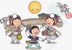 民族风小孩玩耍素材