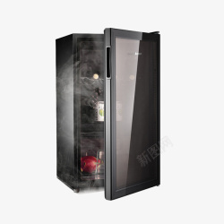家用单门小型冰箱黑色时尚冷藏高清图片