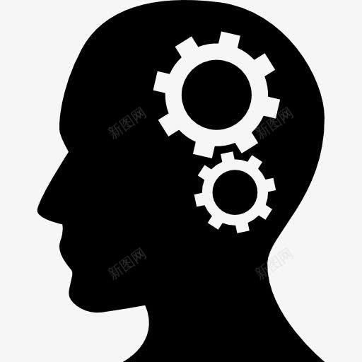 人的头部剪影与齿轮图标png_新图网 https://ixintu.com 业务 人的头 头侧视图 思维 齿轮