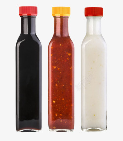 拧开透明易碎品玻璃长瓶子番茄酱包装高清图片