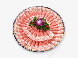 吃火锅材料盘装羊肉卷高清图片