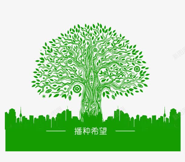 城市绿树剪纸png免抠素材_新图网 https://ixintu.com png 免抠 免抠图片 剪纸 城市 植树节 绿树