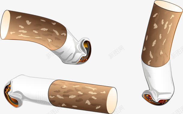 多支烟头png免抠素材_新图网 https://ixintu.com 卡通 吸烟 手绘 烟头